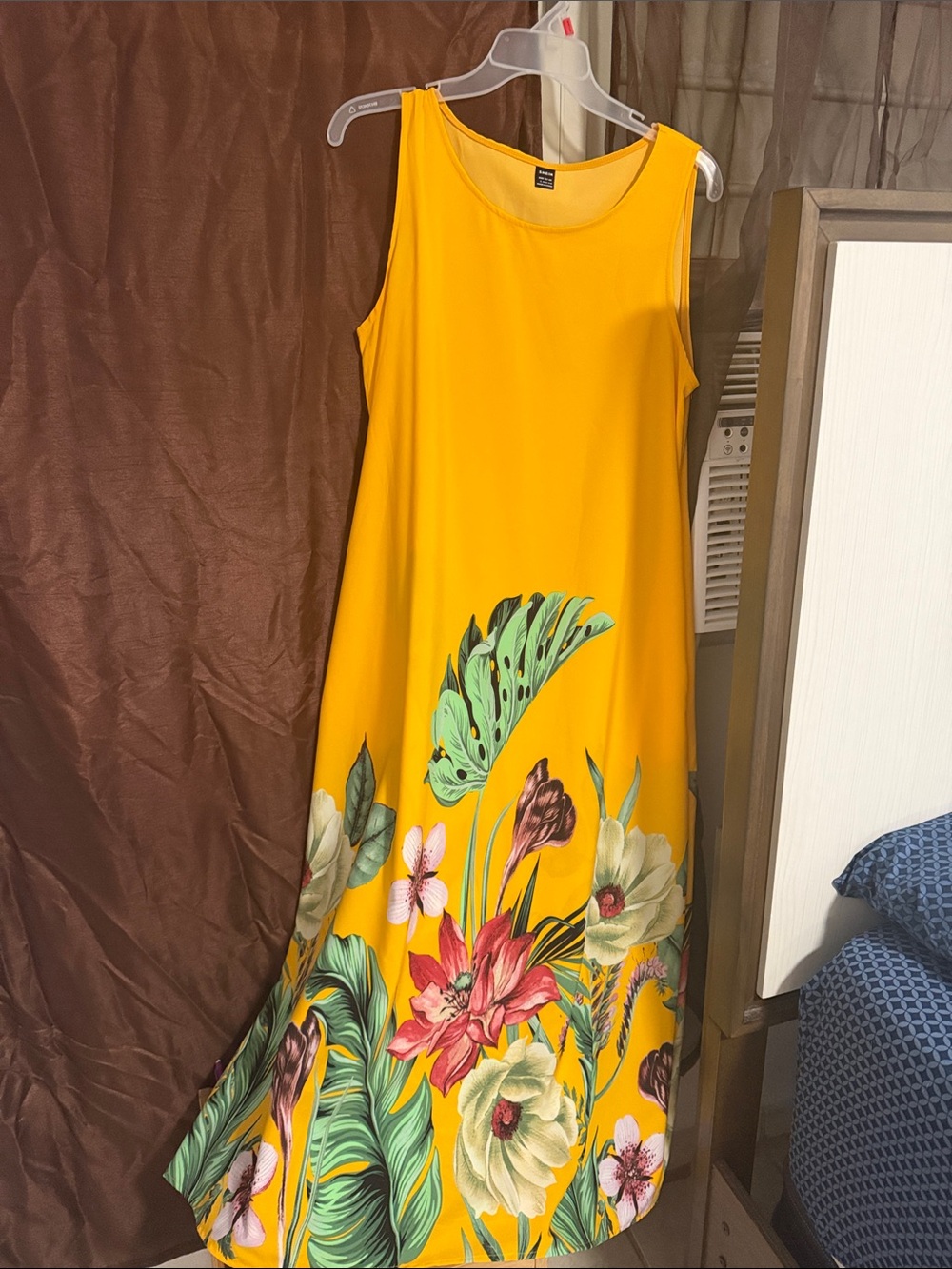 SHEIN Yellow Tropical Floral Maxi Dress